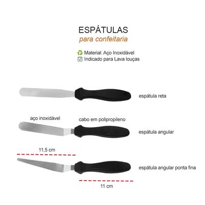 Prato de Bolo Giratorio e Espatula Inox Reta Angular Fina