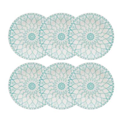 Prato Fundo de Cerâmica Estampa Donna Mandala 22cm 6 Unidades - Biona 091066