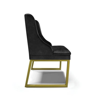 Cadeira Sala de Jantar Industrial Dourado kit 8 Liz Sint PU D03 - D'Rossi Preto
