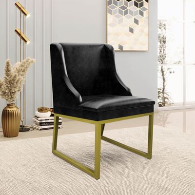 Cadeira Sala de Jantar Industrial Dourado kit 8 Liz Sint PU D03 - D'Rossi Preto