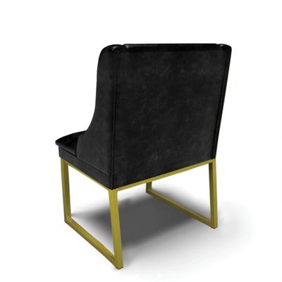 Cadeira Sala de Jantar Industrial Dourado kit 8 Liz Sint PU D03 - D'Rossi Preto