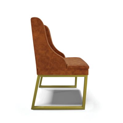 Cadeira Sala de Jantar Industrial Dourado kit 8 Liz Sint PU D03 - D'Rossi Preto