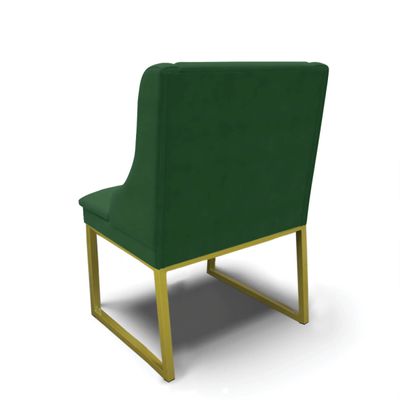Cadeira Sala de Jantar Industrial Dourado kit 10 Liz Veludo D03 - D'Rossi Verde