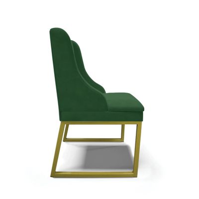 Cadeira Sala de Jantar Industrial Dourado kit 10 Liz Veludo D03 - D'Rossi Verde