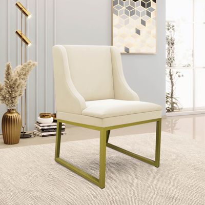Cadeira Sala de Jantar Industrial Dourado kit 10 Liz Veludo D03 - D'Rossi Verde