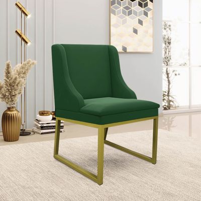 Cadeira Sala de Jantar Industrial Dourado kit 10 Liz Veludo D03 - D'Rossi Verde