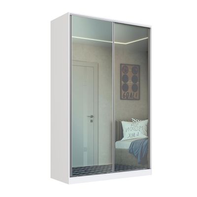 Guarda Roupa Solteiro Espelho 2 Portas de Correr Branco 147x59,8x235cm RC2004 Emovell