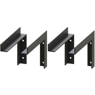Conjunto 4 Suportes para Prateleira Mãos Francesas Reforçadas Pretas Cantoneira Aço Carbono