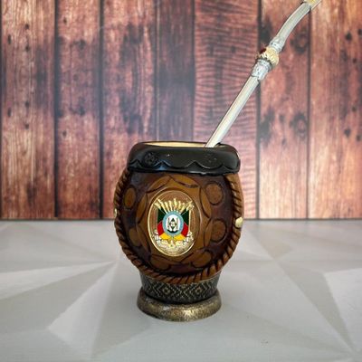 Cuia Detalhada Artesanal De Chimarrão Coquinho Para Mate Marrom
