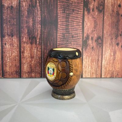 Cuia Detalhada Artesanal De Chimarrão Coquinho Para Mate Marrom