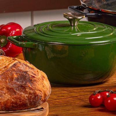 Caçarola de Ferro Fundido Esmaltado Oxford Aroma Verde 22cm Para Fogão Indução