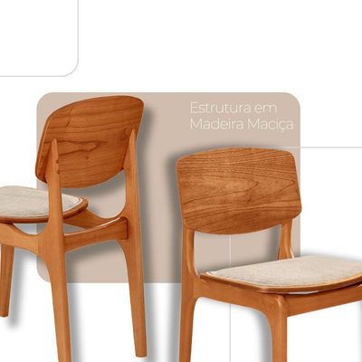 Mesa 120 Laminado Com 4 Cadeiras Malta Gold Moderna Mobília Linho Off White Imbuia Naturale
