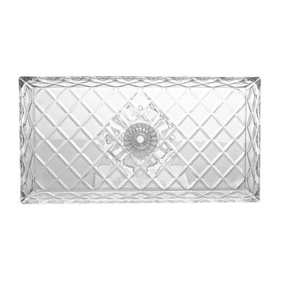 Travessa Cristal Lyor Deli Diamond com Pé 34,5cm Elegante Transparente