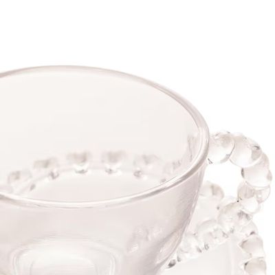 Xícara de Café com Pires Coração 80ml Cristal Design Romântico Lyor Transparente