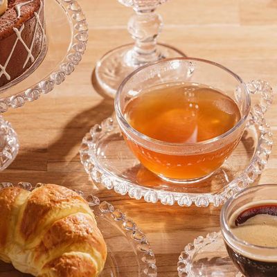 Xícara de Café com Pires Coração 80ml Cristal Design Romântico Lyor Transparente