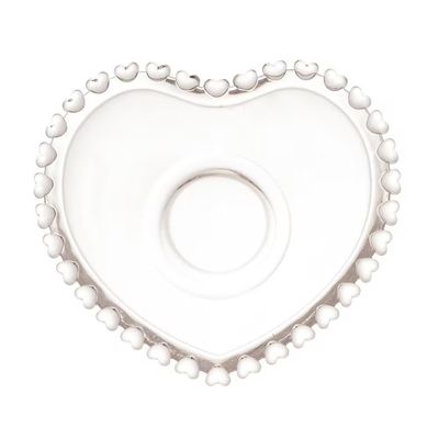 Xícara de Café com Pires Coração 80ml Cristal Design Romântico Lyor Transparente