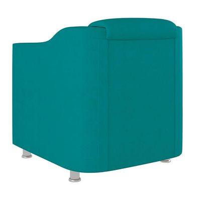 Kit Sofá Namoradeira + Poltrona Tilla Recepção Sala Tecido azul Turquesa