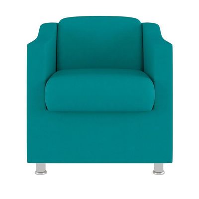 Kit Sofá Namoradeira + Poltrona Tilla Recepção Sala Tecido azul Turquesa