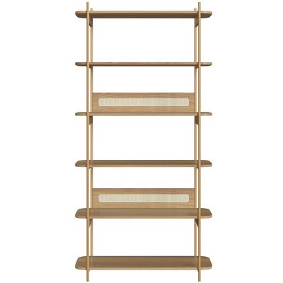 Estante Livreiro Home Office e Mesa Escrivaninha Industrial Indy A03 Hanover Dourado - Lyam Decor