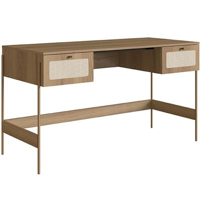 Estante Livreiro Home Office e Mesa Escrivaninha Industrial Indy A03 Hanover Dourado - Lyam Decor