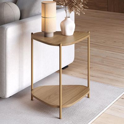 Mesa Lateral Para Sala de Estar Pés Metálicos Adek A03 Hanover Dourado - Lyam Decor