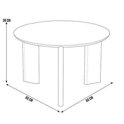 Mesa de Centro Para Sala de Estar Pés Madeira Alta Bulat A03 Nero Preto - Lyam Decor