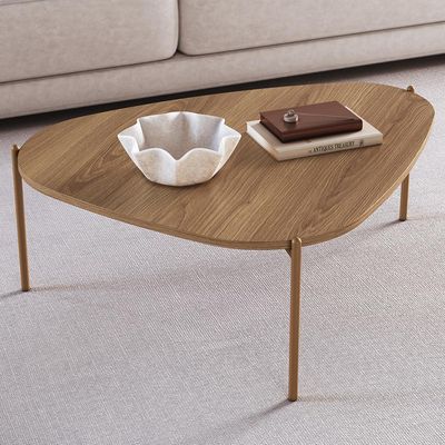 Mesa de Centro Para Sala de Estar Pés Metálicos Baixa Adek A03 Hanover Dourado - Lyam Decor