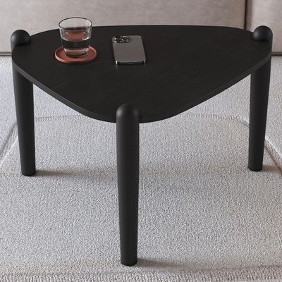 Mesa de Centro Para Sala de Estar Pés Madeira Alta Trium A03 Nero Preto - Lyam Decor