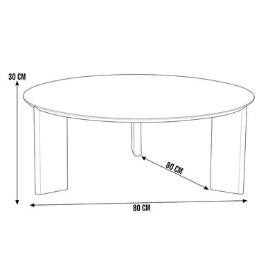 Mesa de Centro Para Sala de Estar Pés Madeira Baixa Bulat A03 Nero Preto - Lyam Decor