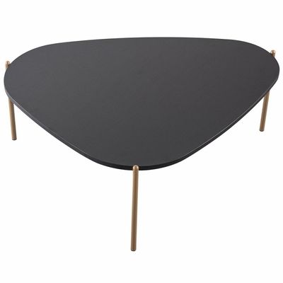 Mesa de Centro Para Sala de Estar Pés Metálicos Baixa Adek A03 Nero Dourado - Lyam Decor