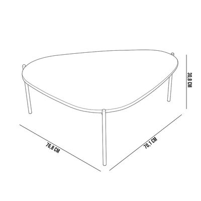 Mesa de Centro Para Sala de Estar Pés Metálicos Baixa Adek A03 Nero Dourado - Lyam Decor