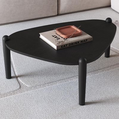 Mesa de Centro Para Sala de Estar Pés Madeira Baixa Trium A03 Nero Preto - Lyam Decor