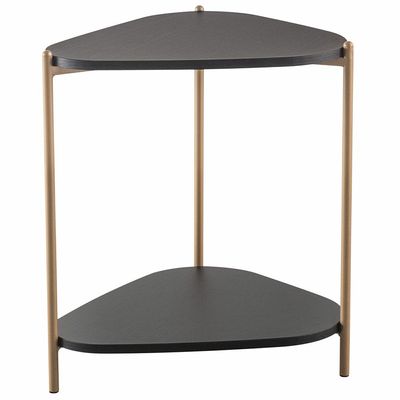 Mesa Lateral Para Sala de Estar Pés Metálicos Adek A03 Nero Dourado - Lyam Decor