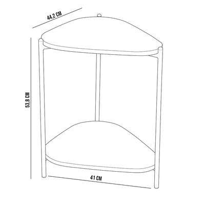 Mesa Lateral Para Sala de Estar Pés Metálicos Adek A03 Nero Dourado - Lyam Decor