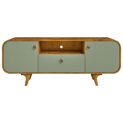 Rack Para Sala de Estar TV 55 Pol Orgânico Picasso B02 Naturalle Pistache - Lyam Decor