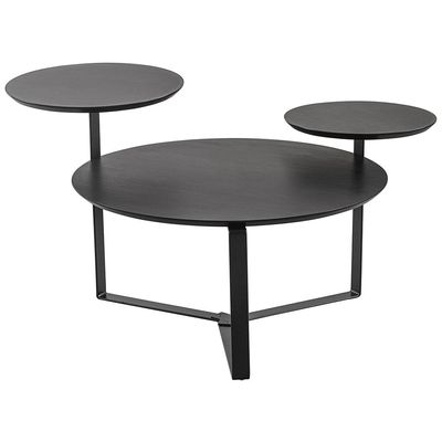 Kit Mesa de Centro e Mesa Lateral Para Sala Pés Metálicos Dari A03 Nero Preto - Lyam Decor
