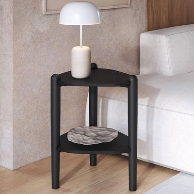 Mesa Lateral Para Sala de Estar Pés Madeira Trium A03 Nero Preto - Lyam Decor