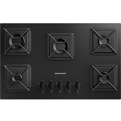 Cooktop 5 Bocas a Gás Grades de Ferro Aramado Chama Simmer BDD75BE Brastemp Preto / Bivolt