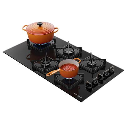 Cooktop 5 Bocas a Gás Super Chama Lateral BDS85AE Brastemp Preto / Bivolt