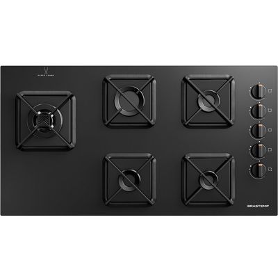 Cooktop 5 Bocas a Gás Super Chama Lateral BDS85AE Brastemp Preto / Bivolt