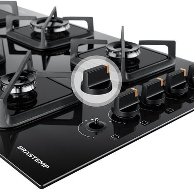 Cooktop 5 Bocas a Gás Super Chama Lateral BDS85AE Brastemp Preto / Bivolt