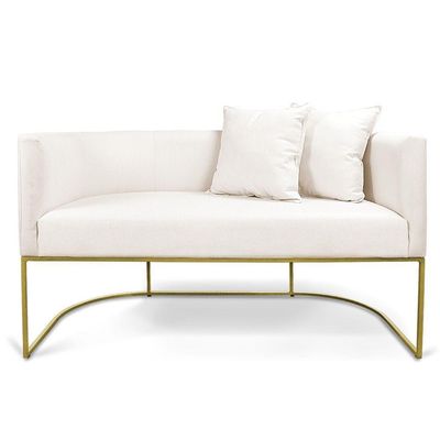 Namoradeira 02 Lugares Linho Areia A27 Metálica Dourado