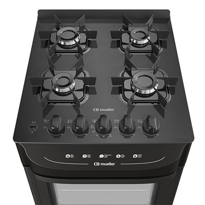 Fogão a Gás 4 Bocas Mesa de Vidro Acendimento Automático MFV4BB Mueller Preto / Bivolt