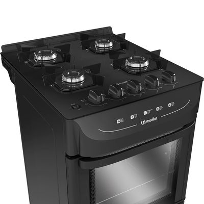 Fogão a Gás 4 Bocas Mesa de Vidro Acendimento Automático MFV4BB Mueller Preto / Bivolt