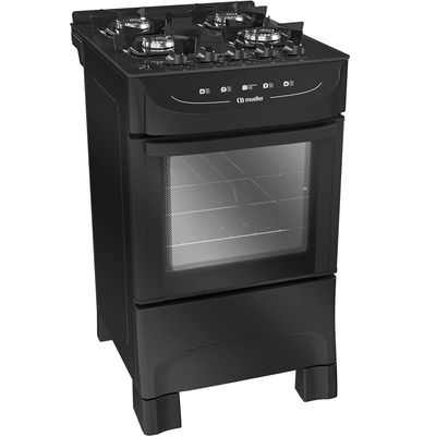 Fogão a Gás 4 Bocas Mesa de Vidro Acendimento Automático MFV4BB Mueller Preto / Bivolt