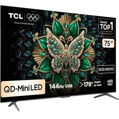 Smart TV 75 AI 4K UHD QLED Mini LED Android TV 75C6K TCL Preto / Bivolt
