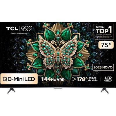 Smart TV 75 AI 4K UHD QLED Mini LED Android TV 75C6K TCL Preto / Bivolt