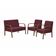 Conjunto Poltrona Jade Braço Madeira Suede Bordô