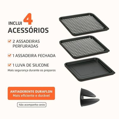 Fritadeira Air Fryer Forno Oven 12L Mondial Cinza/inox 2000W AFON-12L-GI 220V