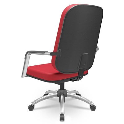 Cadeira De Escritório Giratória Com Braço Cromada Magno P03 Crepe Vermelho - Lyam Decor